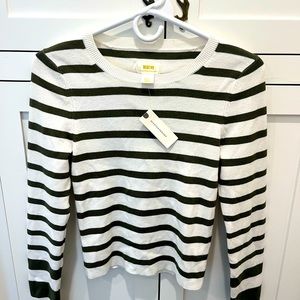 Maeve by Anthropologies Green and White striped sweater
